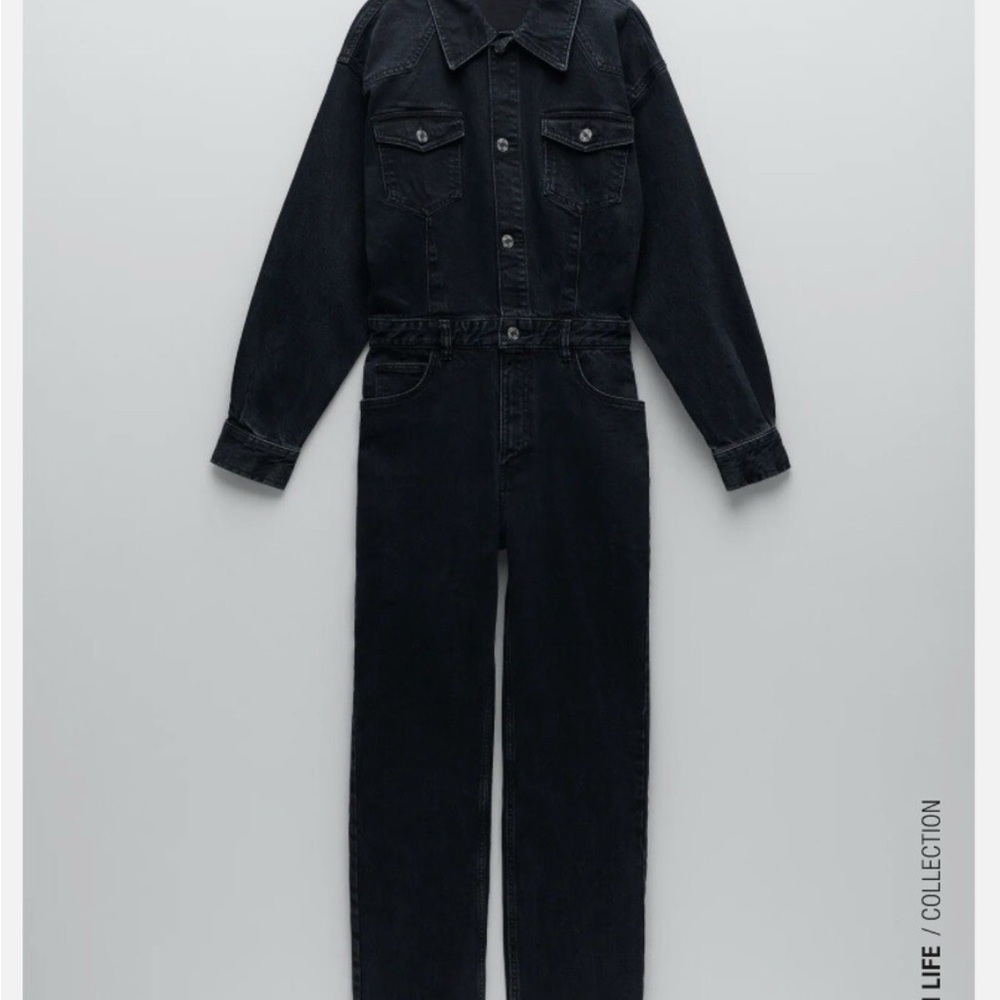 Zara Denim Jumpsuit Black EUC